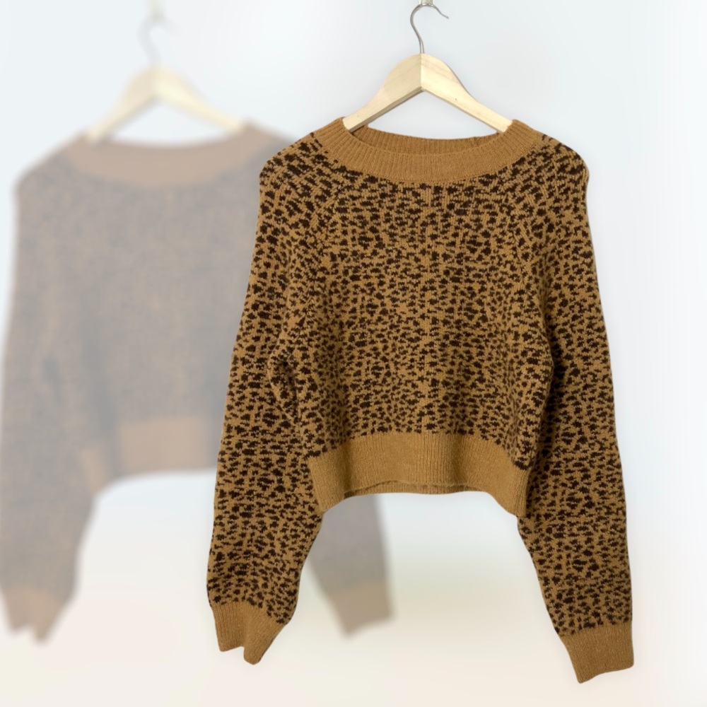 Topshop animal print crop soft sweater 4